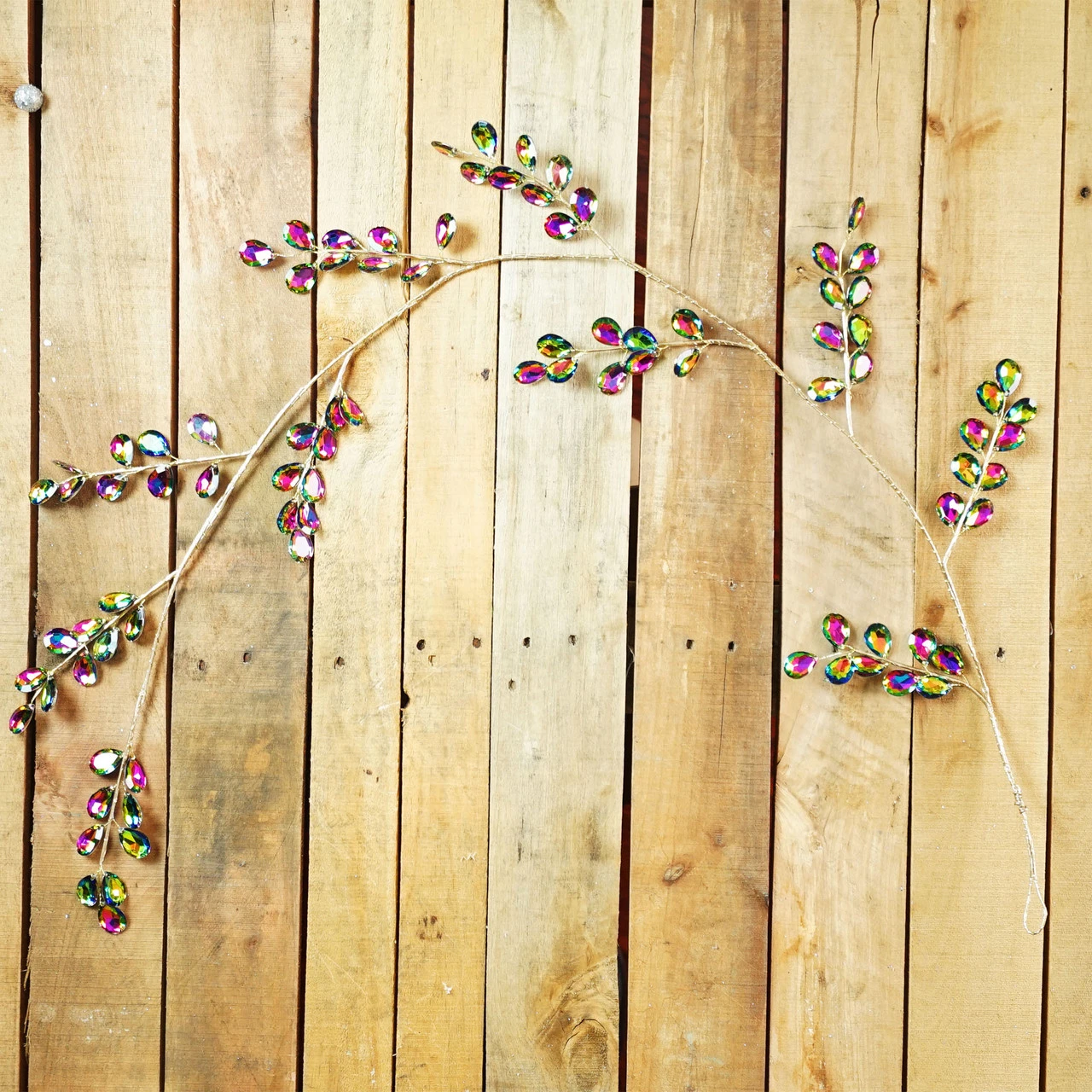 3.75' X 7" Peacock Rainbow Jeweled Artificial Christmas Garland - Unlit - Image 3