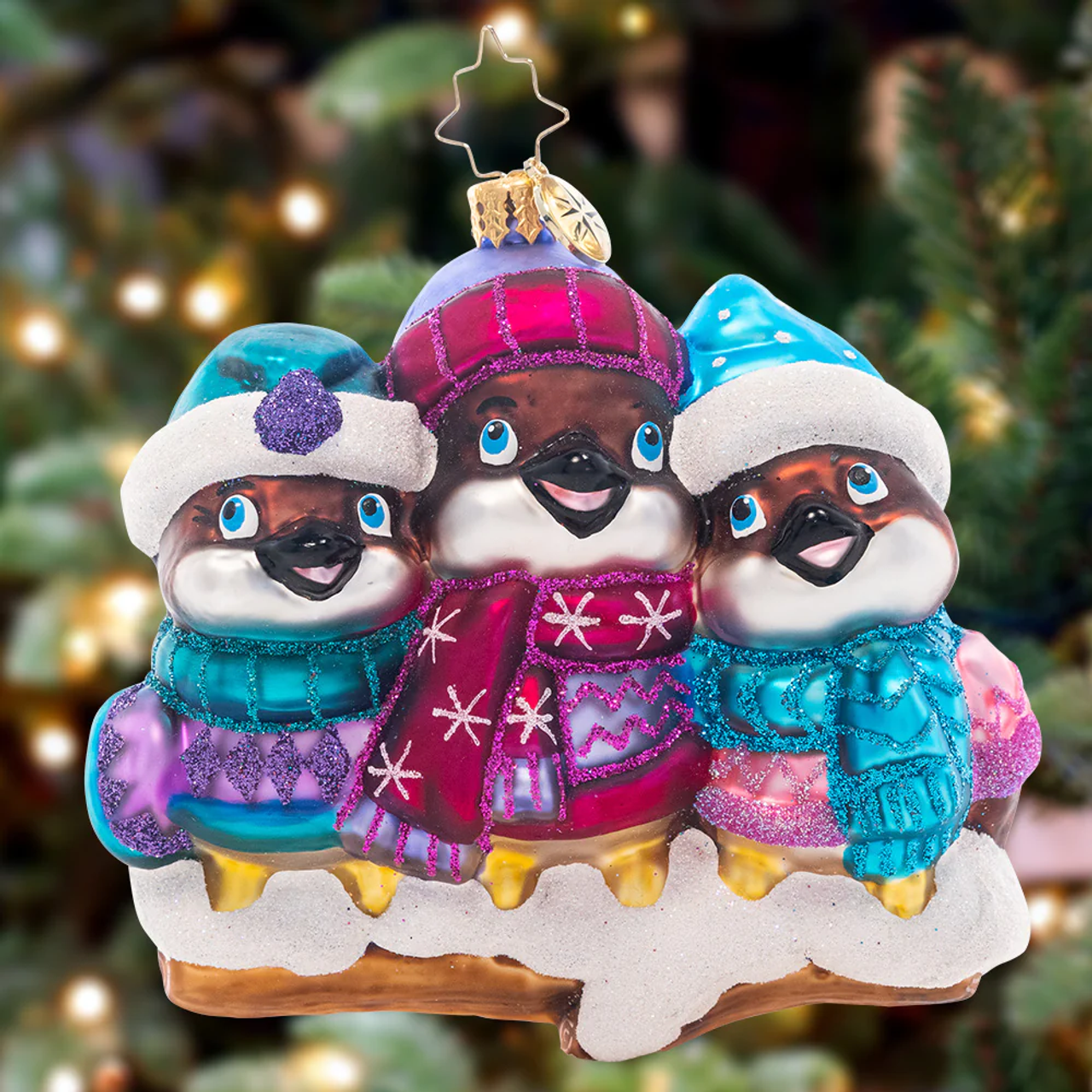 Christopher Radko Bundle Up Birdies Glass Christmas Ornament 1021442 - Image 2