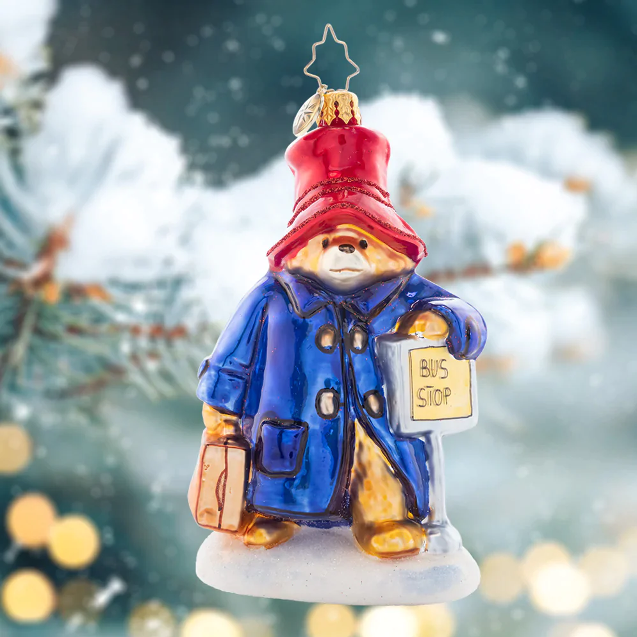 Christopher Radko One-Way Ticket To Paddington Glass Christmas Ornament 1021467 - Image 2