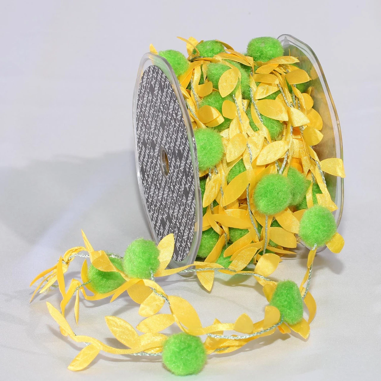 Yellow Leaves With Green Pom Poms Party Garland 0.75" X 22 Yards