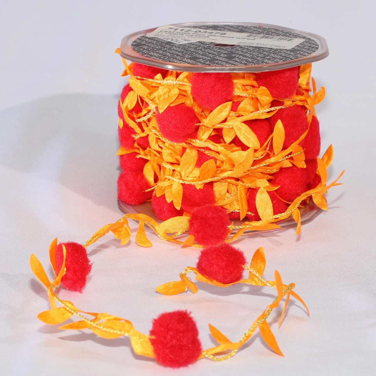 Orange Leaves With Pom Pom Party Garland 0.75" X 22 Yards - Image 2