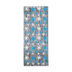 Pack Of 6 Christmas Snowflake Gleam 'N Silver Fringed Curtain 8'