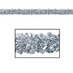 Pack Of 12 Shiny Metallic Silver Foil Tinsel 6-Ply Christmas Garlands 15' - Unlit