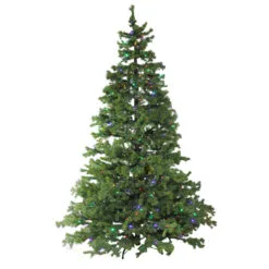 7.5' Pre-Lit Full Layered Pine Artificial Christmas Tree - Multicolor LED Lights