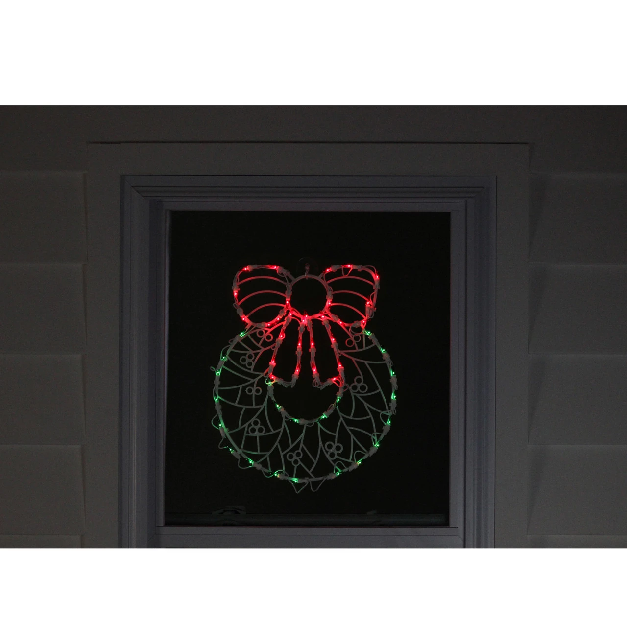 16" Lighted Wreath Christmas Window Silhouette Decoration - Image 3