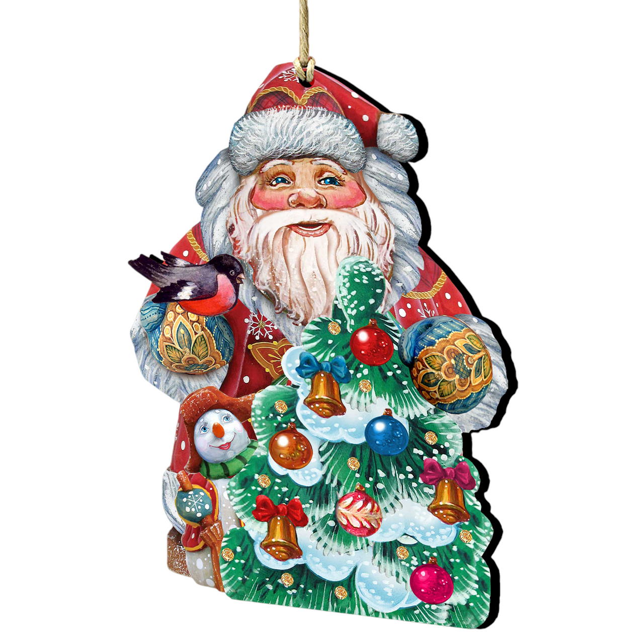 Set Of 2 Santa Decorating Christmas Tree Ornaments 5.5"