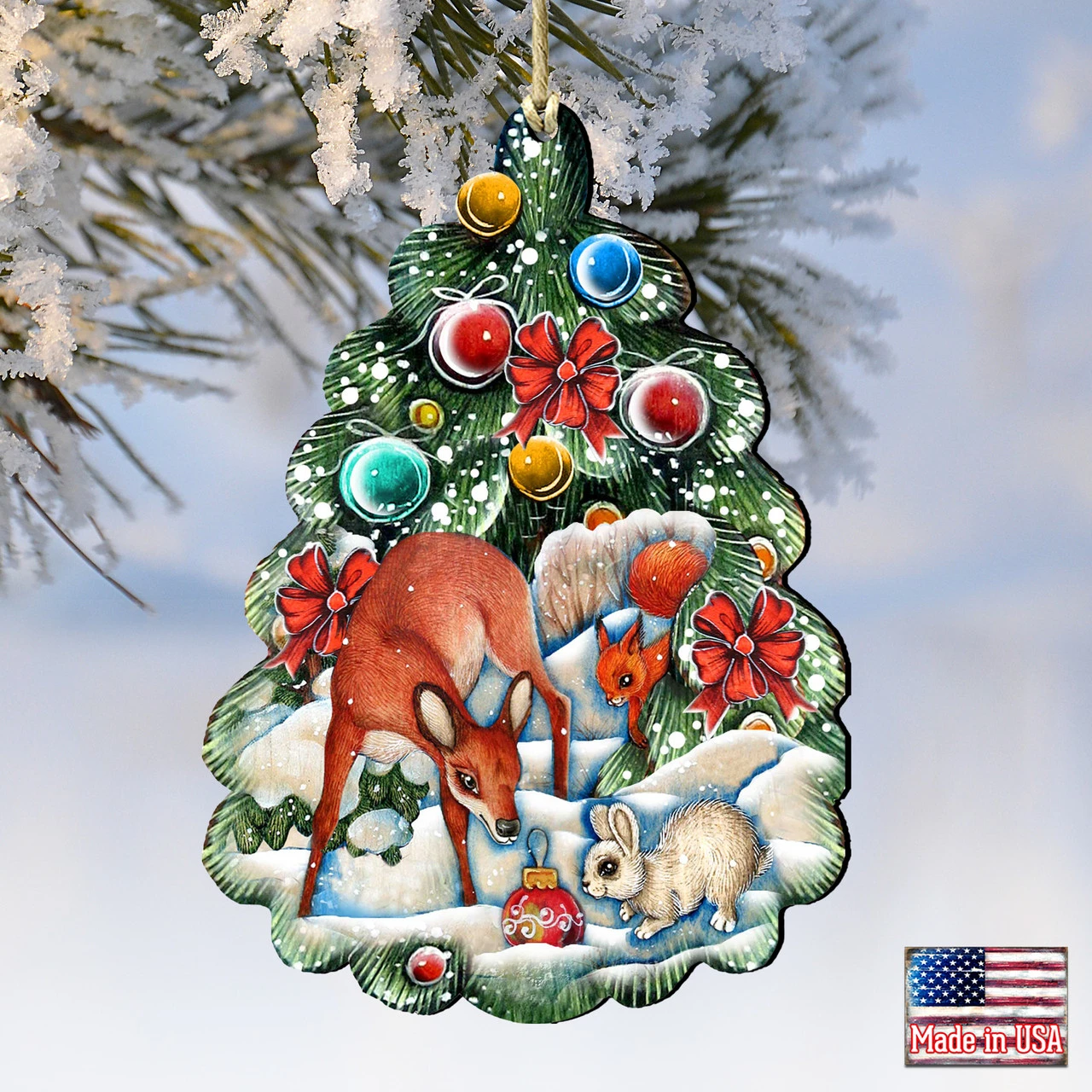 Set Of 2 Forest Animals Christmas Tree Ornaments 5.5" - Image 4