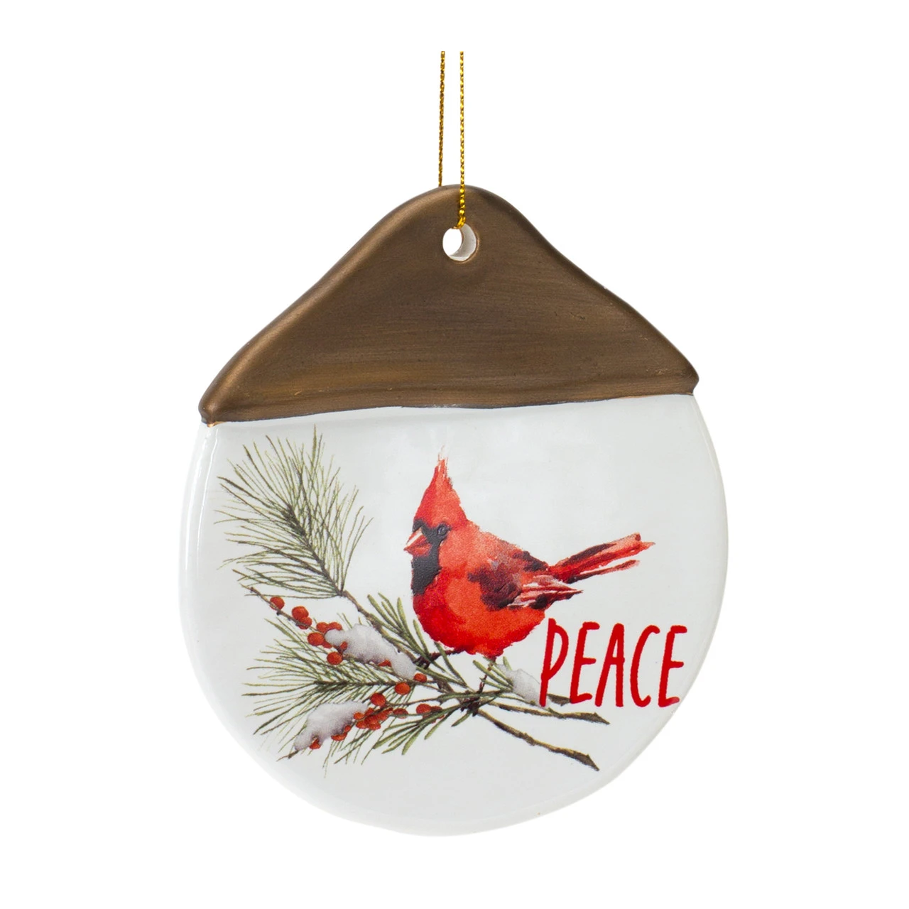 Set Of 12 White And Brown Clay Chickadee Tree "Joy" And "Peace" Christmas Ornament 4.75" - Image 3