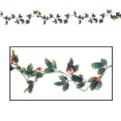 Club Pack Of 12 Holly Leaf And Berry Artificial Christmas Garlands 6' X 1"