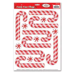 Club Pack Of 168 Candy Cane And Peppermint Candy Window Clings Christmas Decorations 17"