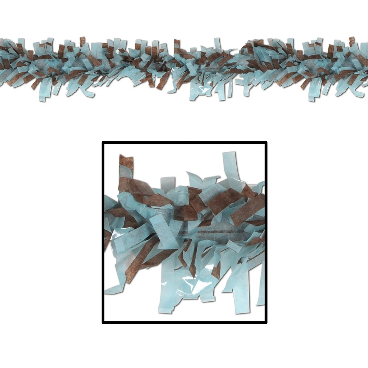 Club Pack Of 24 Light Blue And Brown Festive Tissue Festooning Decorations 25'