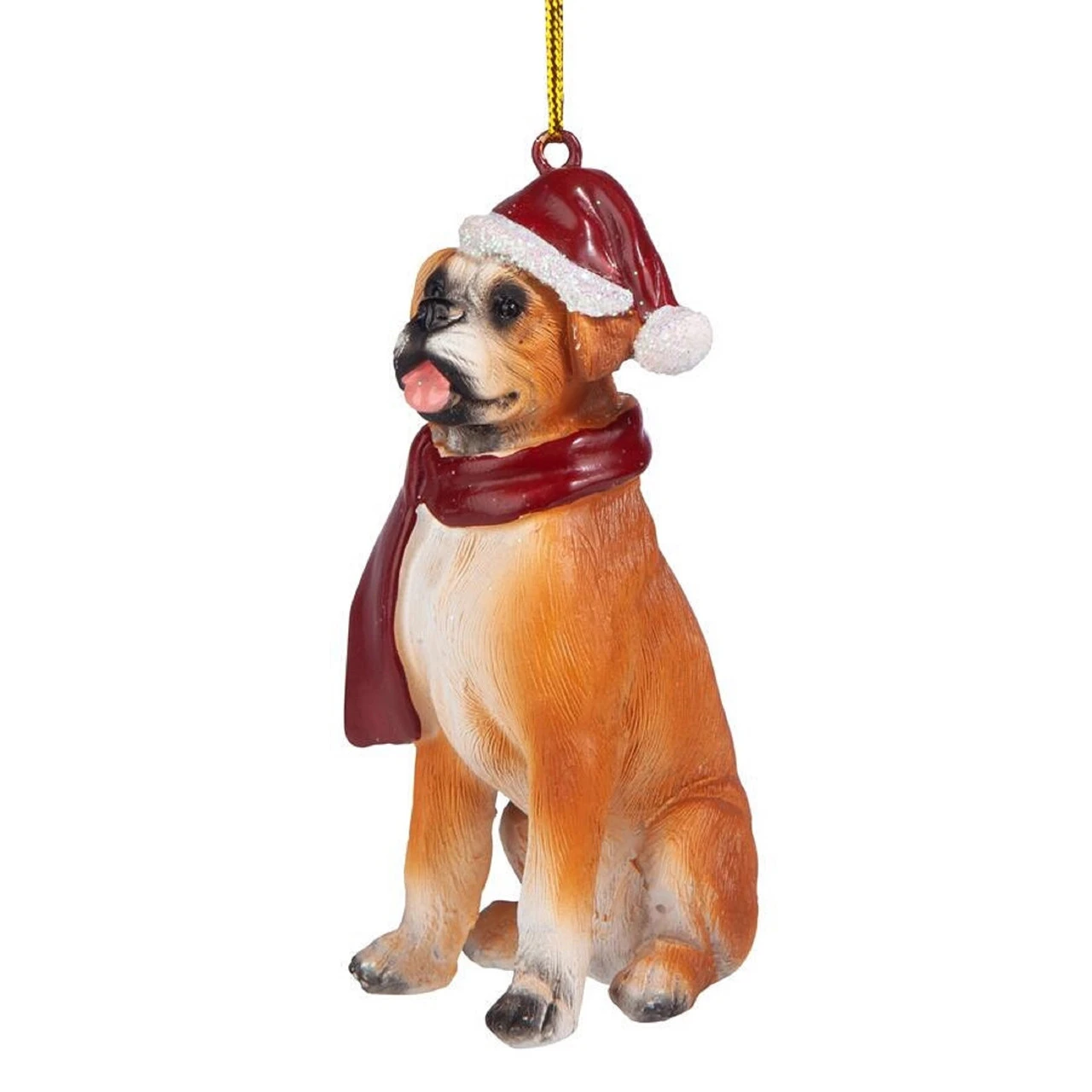 3.5" Fawn Boxer Dog Christmas Ornament - Image 2