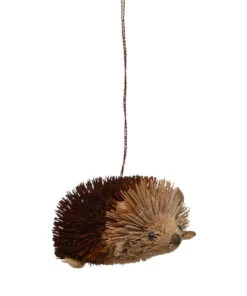 3.25” Brown And Beige Whimsical Bristle Brush Handcrafted Hedgehog Hanging Ornament