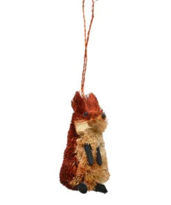 4.25” Orange And Brown Bristle Brush Handcrafted Fox Hanging Figurine Ornament