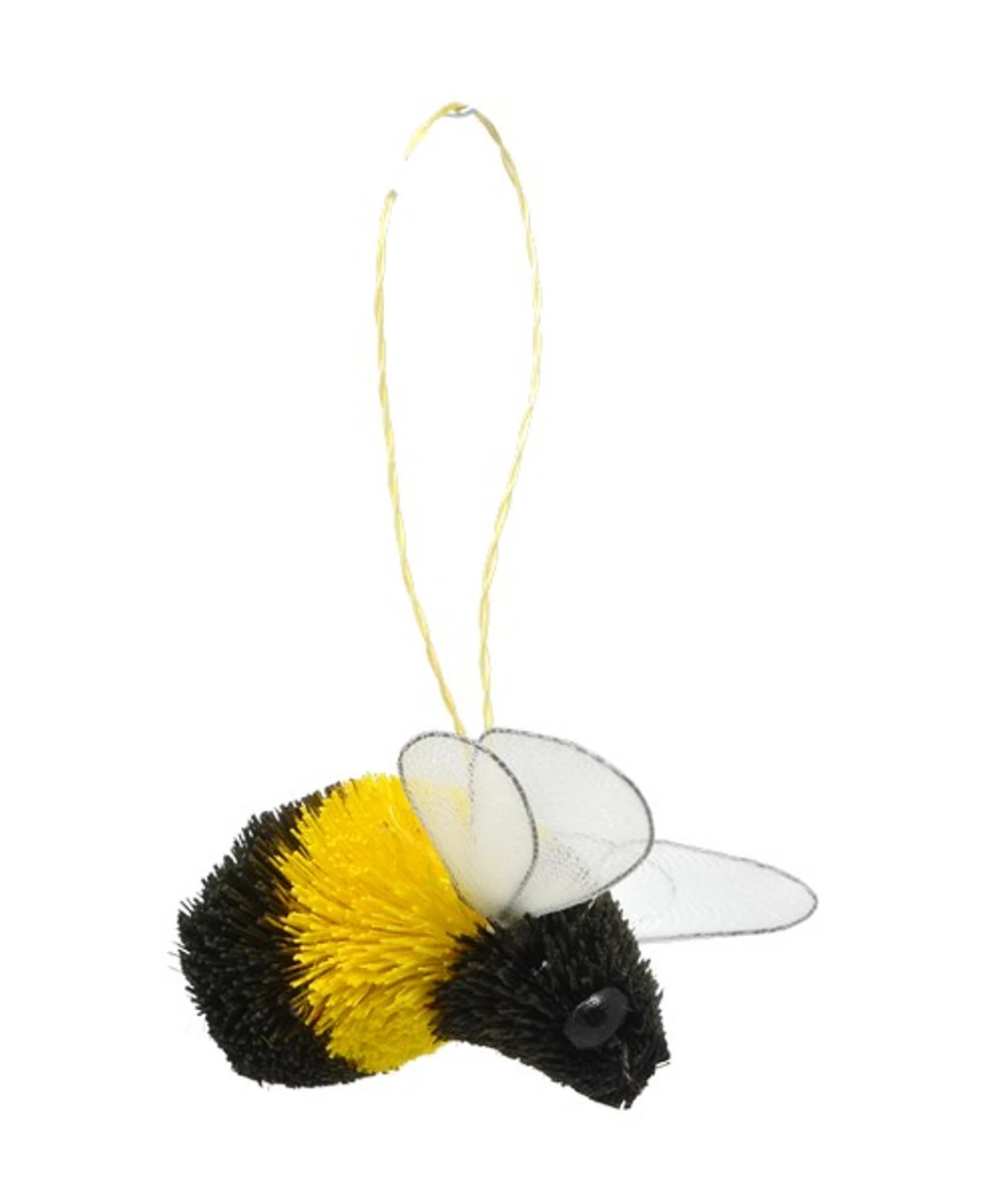 4.5” Black And Yellow Bristle Brush Handcrafted Bumble Bee Hanging Figurine Ornament