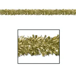 Set Of 12 Festive Metallic Gold Foil Tinsel 6-Ply Christmas Garlands 15' - Unlit