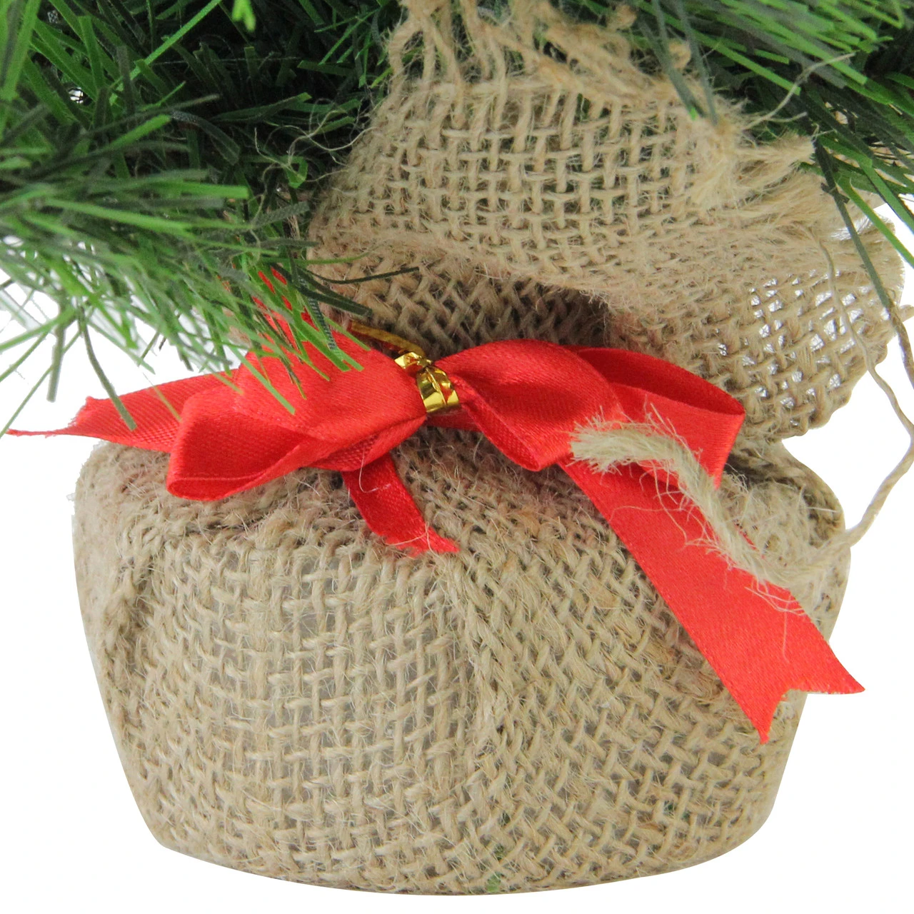 24" Mini Balsam Pine Medium Artificial Christmas Tree In Burlap Base, Unlit - Image 4