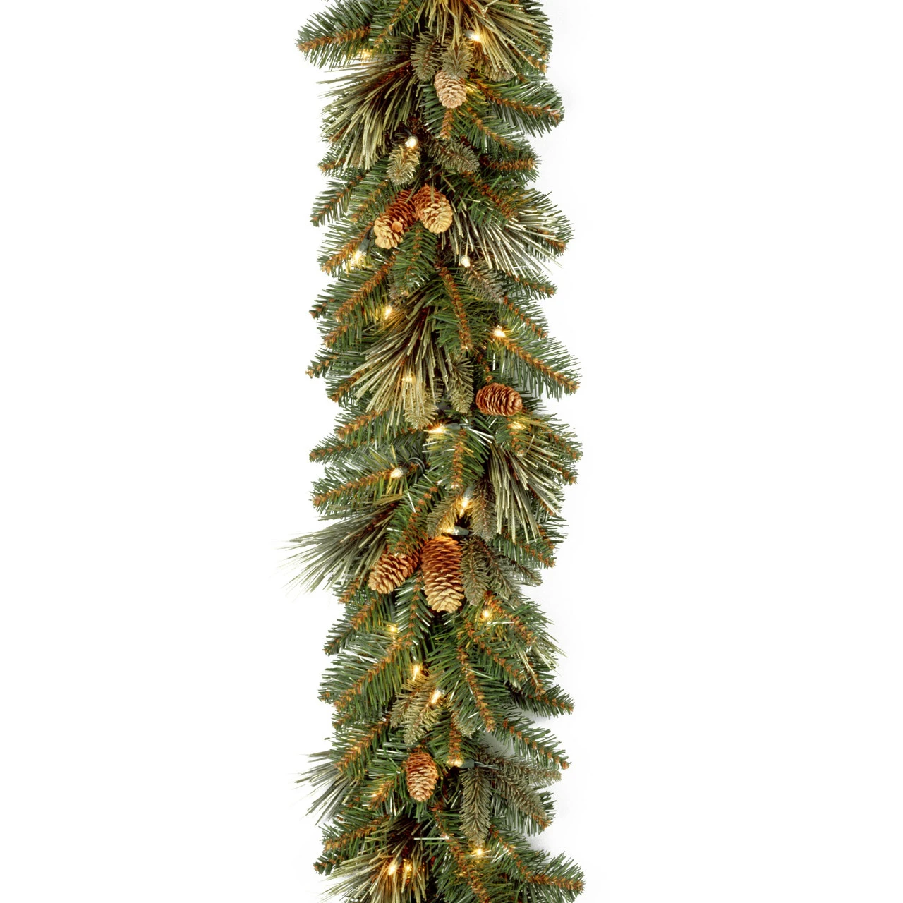 9' Pre-Lit Carolina Pine Artificial Christmas Garland - Battery Operated Clear LED Lights