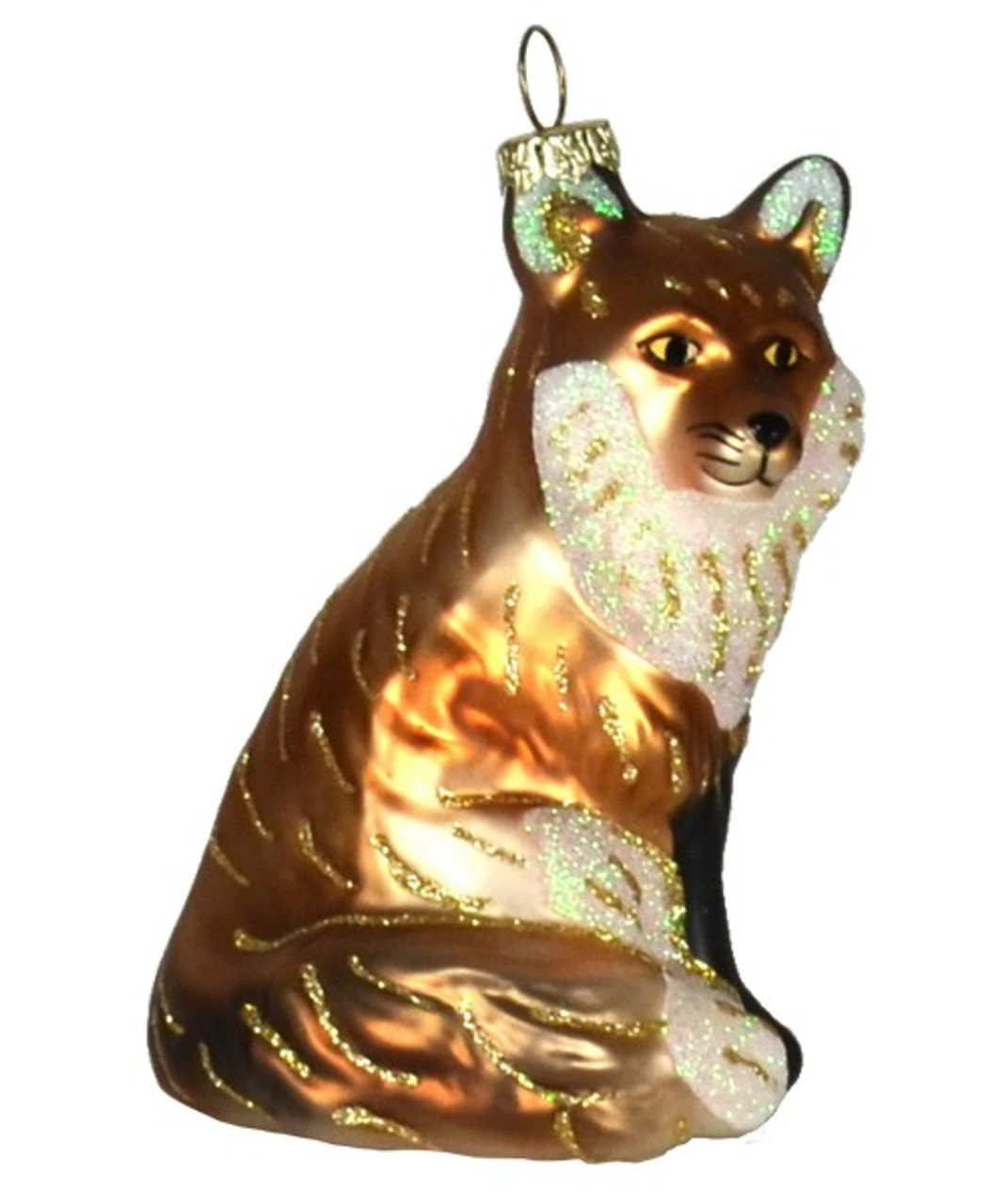 4" Red Fox Hand Blown Glass Hanging Figurine Ornament