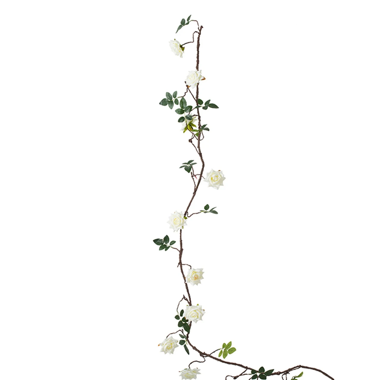 116.75" Green And White Artificial Flower Vine Garland With Leaves - Image 2