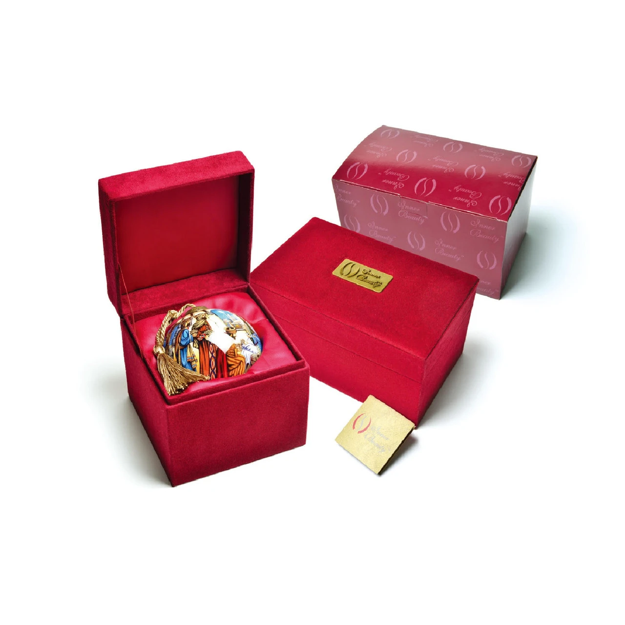 4.75” Brown And Blue Moose Hand Painted Mouth Blown Glass Hanging Christmas Ornament - Image 2