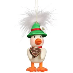 4" White, Orange, And Green Bavarian Ducky Collectible Christian Ulbricht Ornament