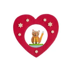 3" Red, Beige, And Yellow Handcrafted Cat In A Heart Graupner Ornament