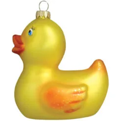 3.75" Yellow Ducky Figurine Glass Christmas Ornament