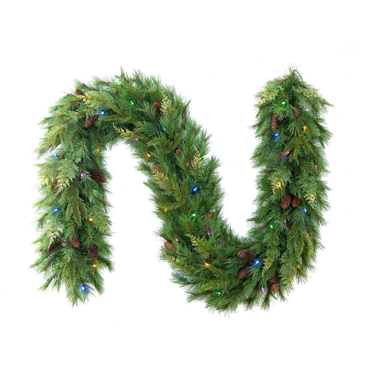 9' X 14" Pre-Lit Mixed Mountain Cypress Artificial Christmas Garland, LED Lights - Image 2