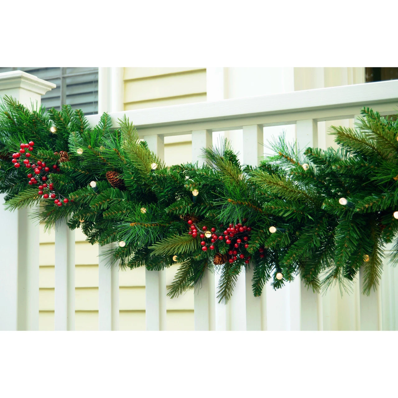 6' X 5" Pre-Lit Woodland Berries Artificial Christmas Garland, Warm White And Multi LED Lights - Image 3