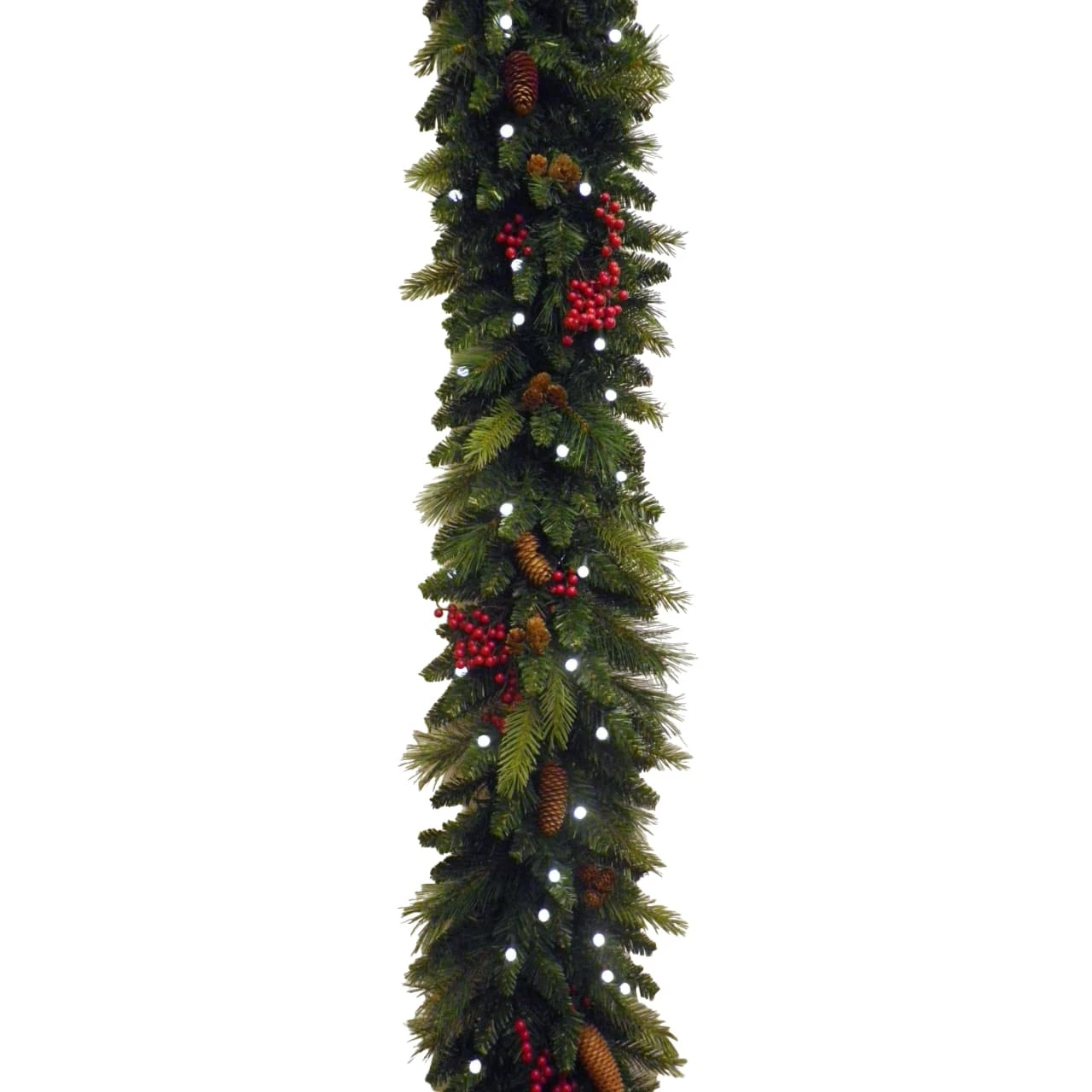 6' X 5" Pre-Lit Woodland Berries Artificial Christmas Garland, Warm White And Multi LED Lights