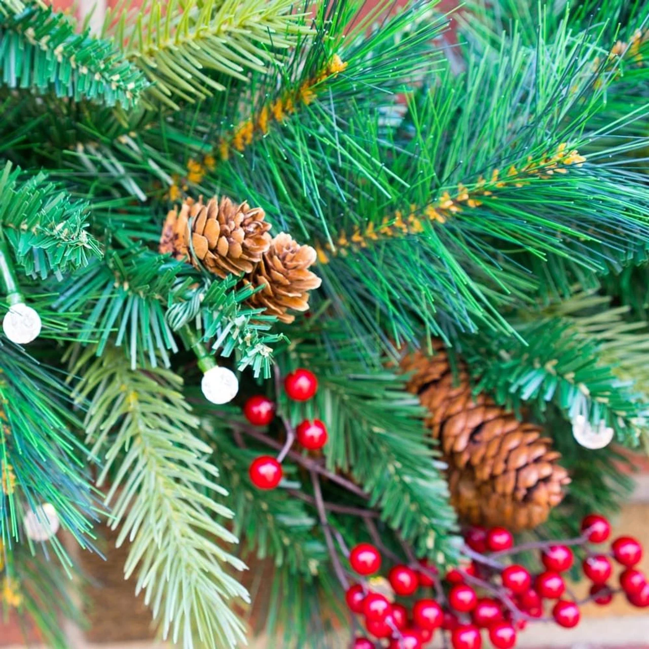 6' X 5" Pre-Lit Woodland Berries Artificial Christmas Garland, Warm White And Multi LED Lights - Image 5