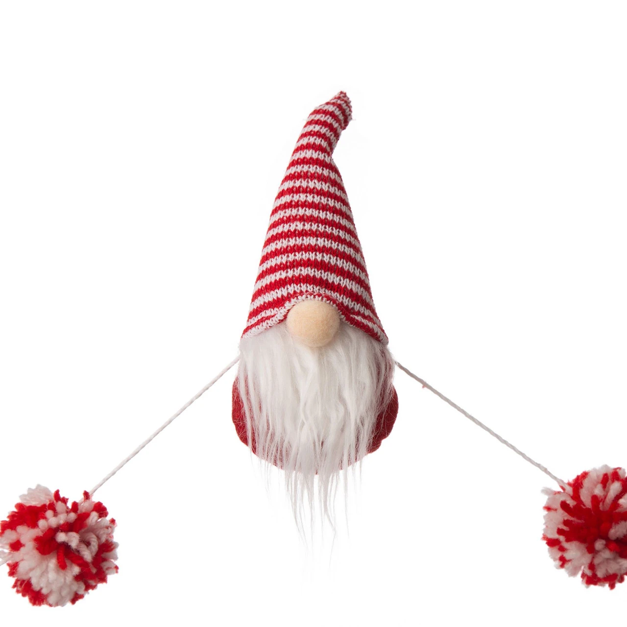 6' Red And White Striped Christmas Gnomes Garland - Image 3