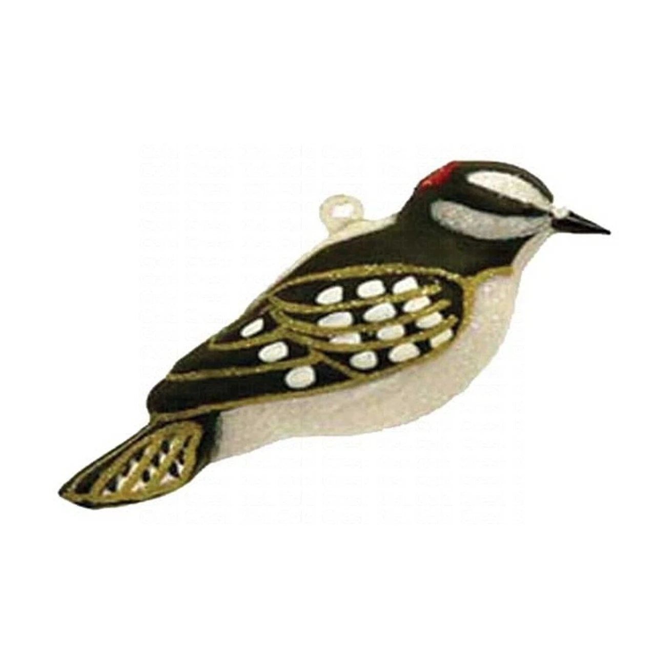 4" Black And White Downy Woodpecker Hand Blown Glass Hanging Figurine Ornament