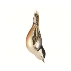 4.25” White Breasted Nuthatch Hand Blown Glass Hanging Figurine Ornament