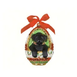 5.13" Playful Puppy Black Lab Hand Blown Glass Hanging Figurine Ornament