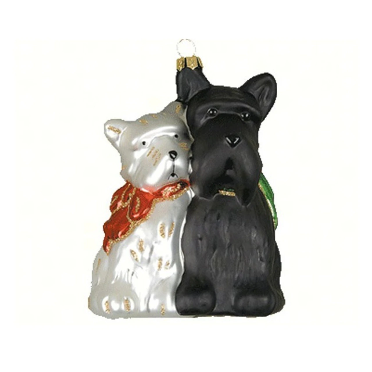 5.25 Salt And Pepper Color Dog Hand Blown Glass Hanging Figurine Ornament