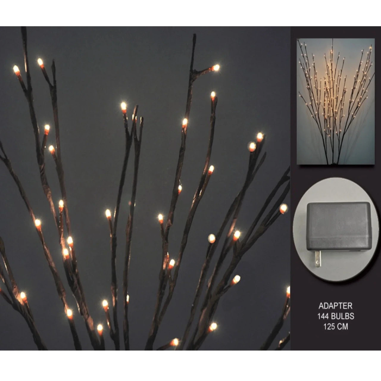 60ct Brown And Clear Willow Branch Floral Lights - Clear Lights