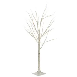 3.75' Pre-Lit Pencil Birch Artificial Christmas Tree - Warm White LED Lights