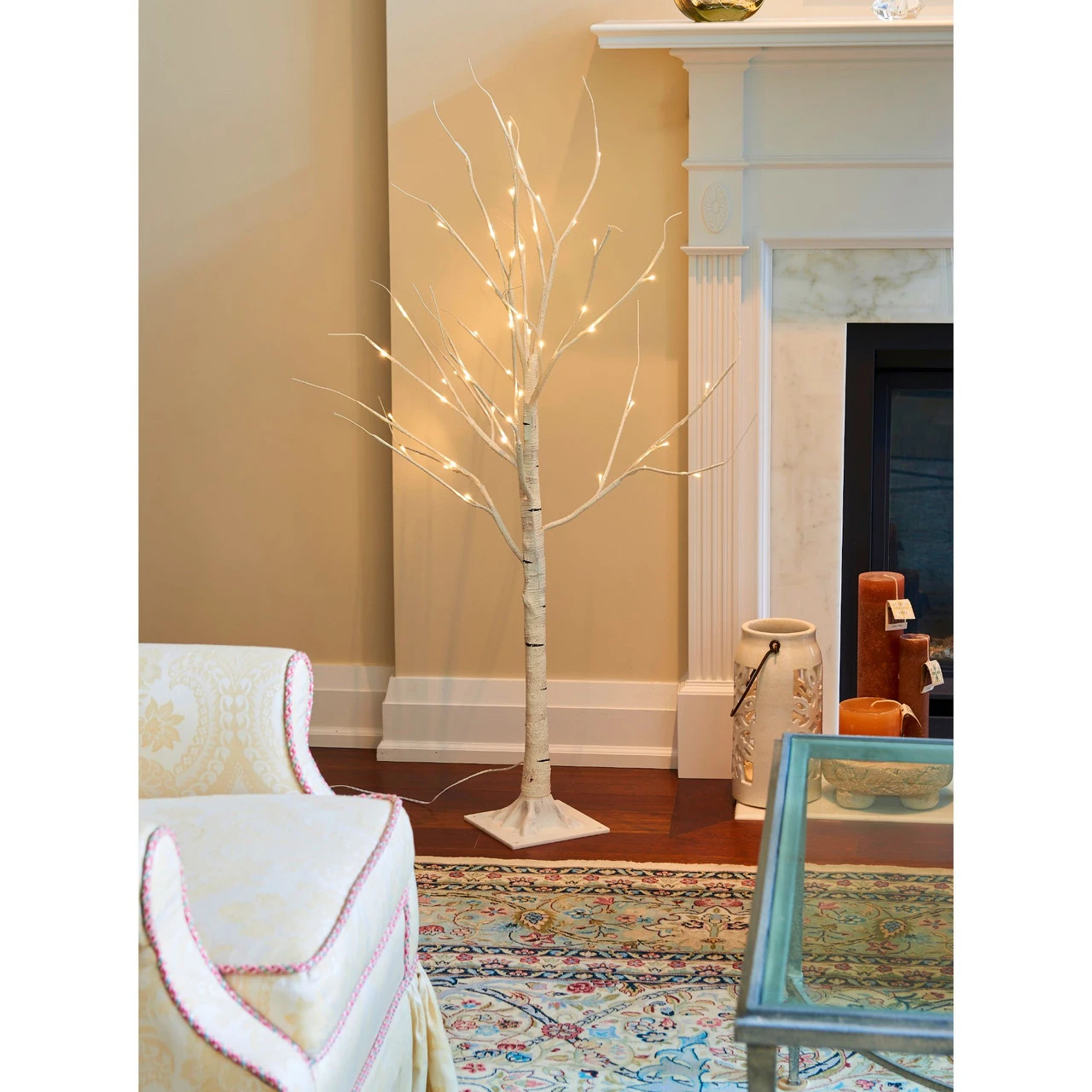 3.75' Pre-Lit Pencil Birch Artificial Christmas Tree - Warm White LED Lights - Image 2