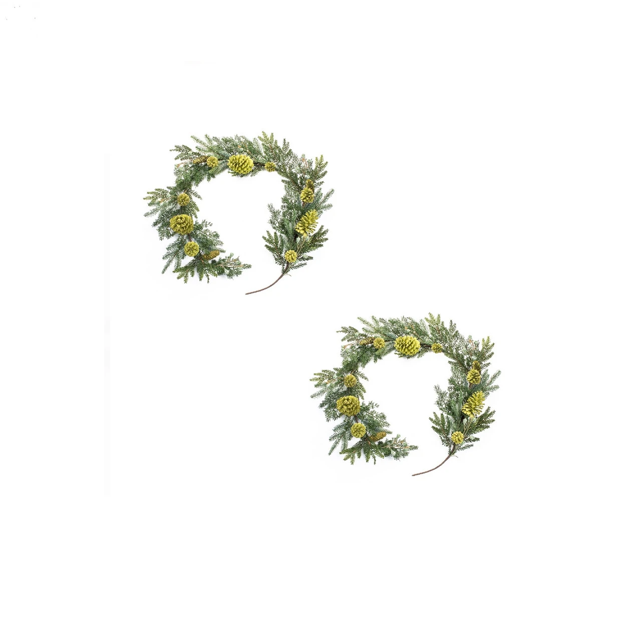 Set Of 2 Artificial Mixed Pine Garland With Pinecones 6'