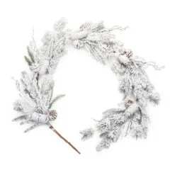 Set Of 2 Flocked Mixed Pine Artificial Christmas Garlands 5.5' X 8.25"