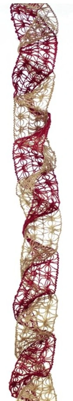 Set Of 4 Red And Gold Christmas Ribbon Garlands 6.25'