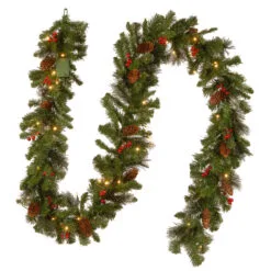 9' X 10" Pre-Lit B/O Crestwood Spruce Decorated Artificial Christmas Garland - Warm White LED Lights