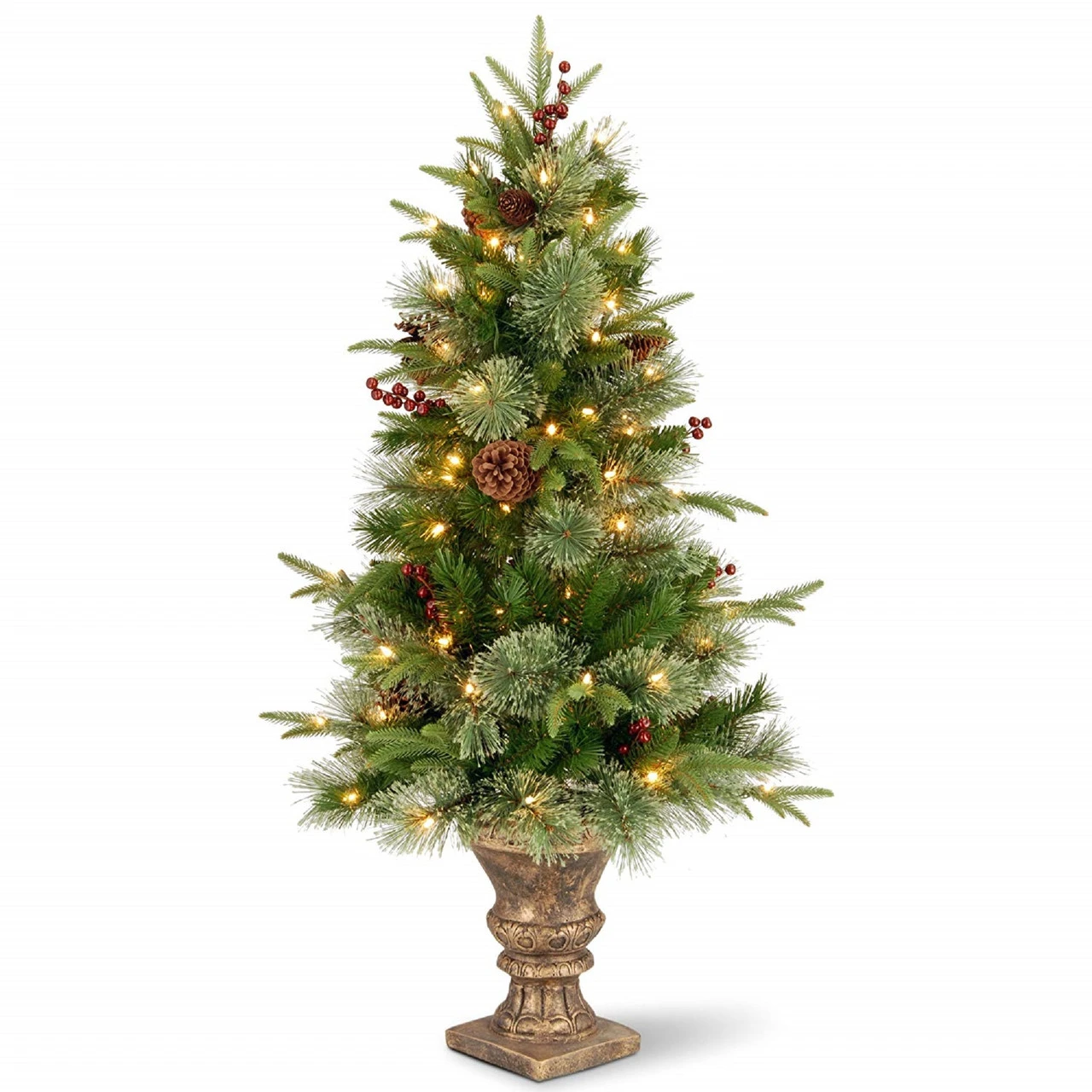 4' Pre-lit Potted Colonial Entrance Artificial Christmas Tree – Clear Lights