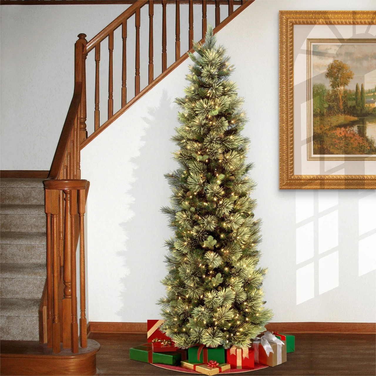 6.5 Ft. Carolina Pine Slim Tree With Clear Lights - Image 2