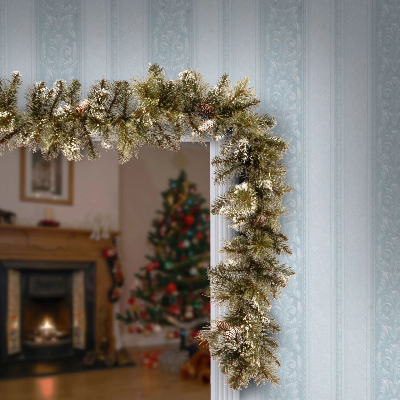 6' X 10" Glittery Bristle Pine Artificial Christmas Garland - Unlit - Image 3
