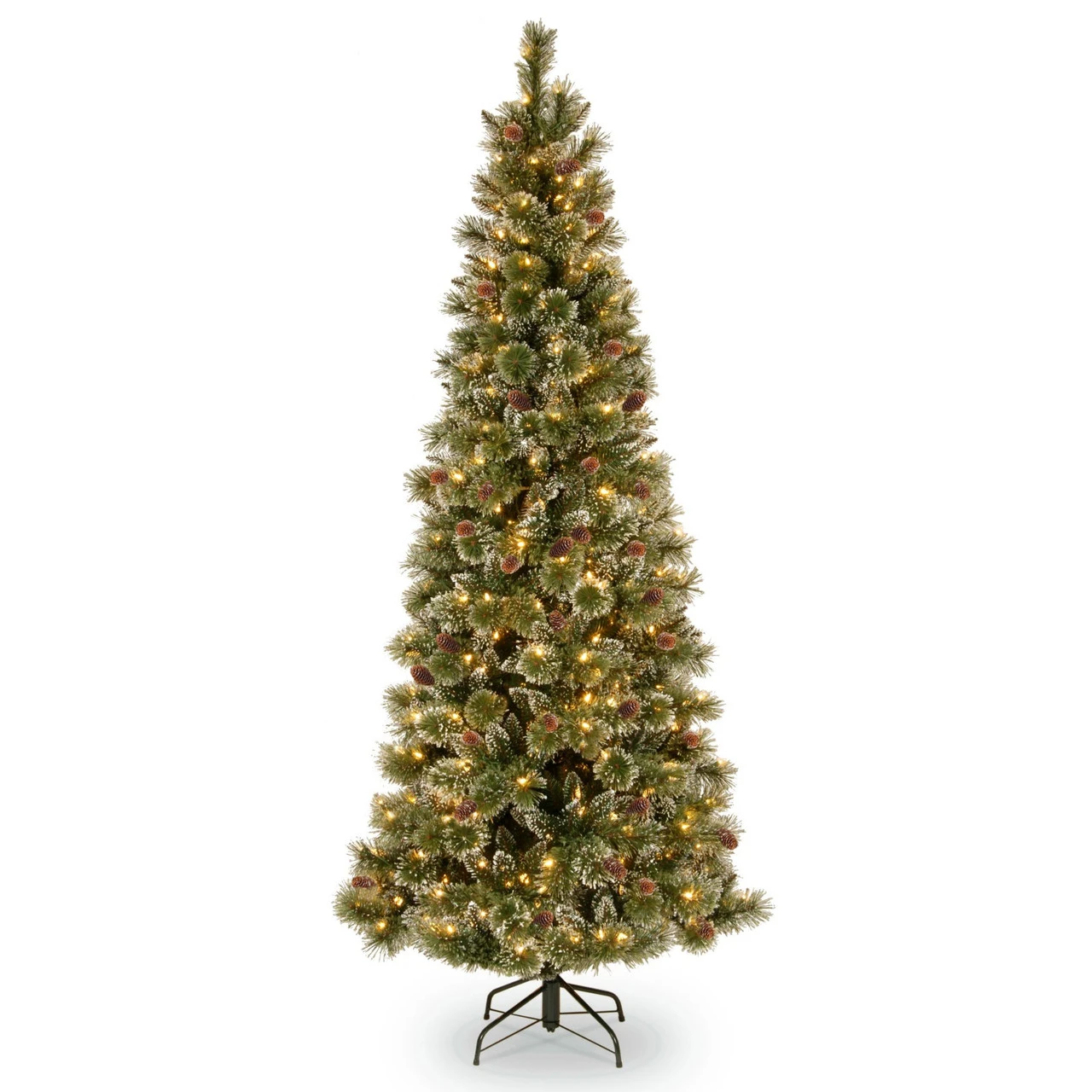 6.5’ Pre-Lit Glittery Pine Christmas Tree – Clear Lights