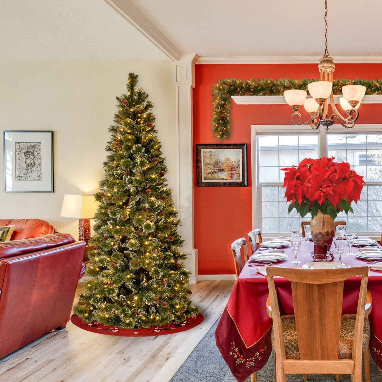 6.5’ Pre-Lit Glittery Pine Christmas Tree – Clear Lights - Image 3