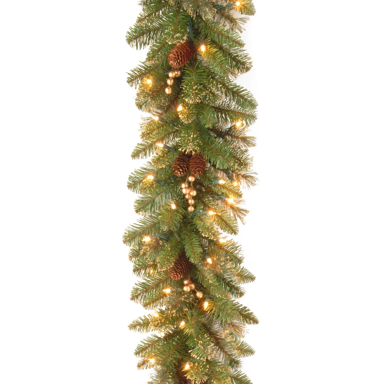 9' Pre-Lit Berries And Pine Cones Artificial Christmas Garland - Clear Lights